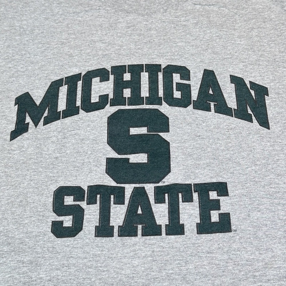 Vintage Michigan State T-Shirt Mens XL NCAA‎ Spartans Heather Gray Long Sleeve - Picture 2 of 6